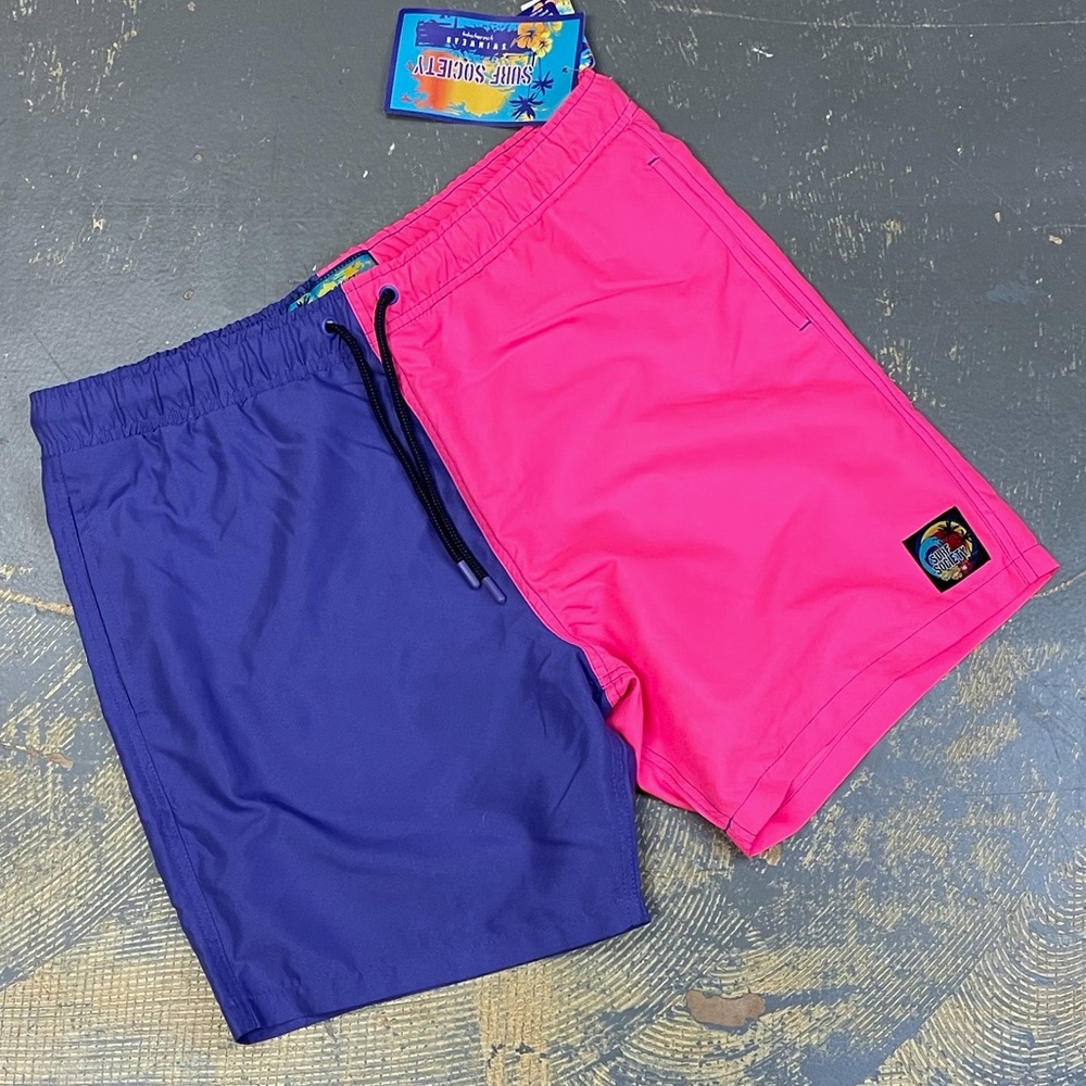 Surf Society Men’s Swim Trunks Purple Pink Large Beach